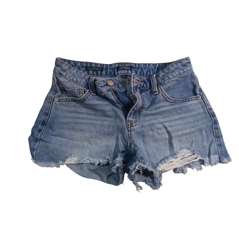 Wild Fable Womens Distressed High Rise Denim Shorts Light Wash Blue Frayed Hem